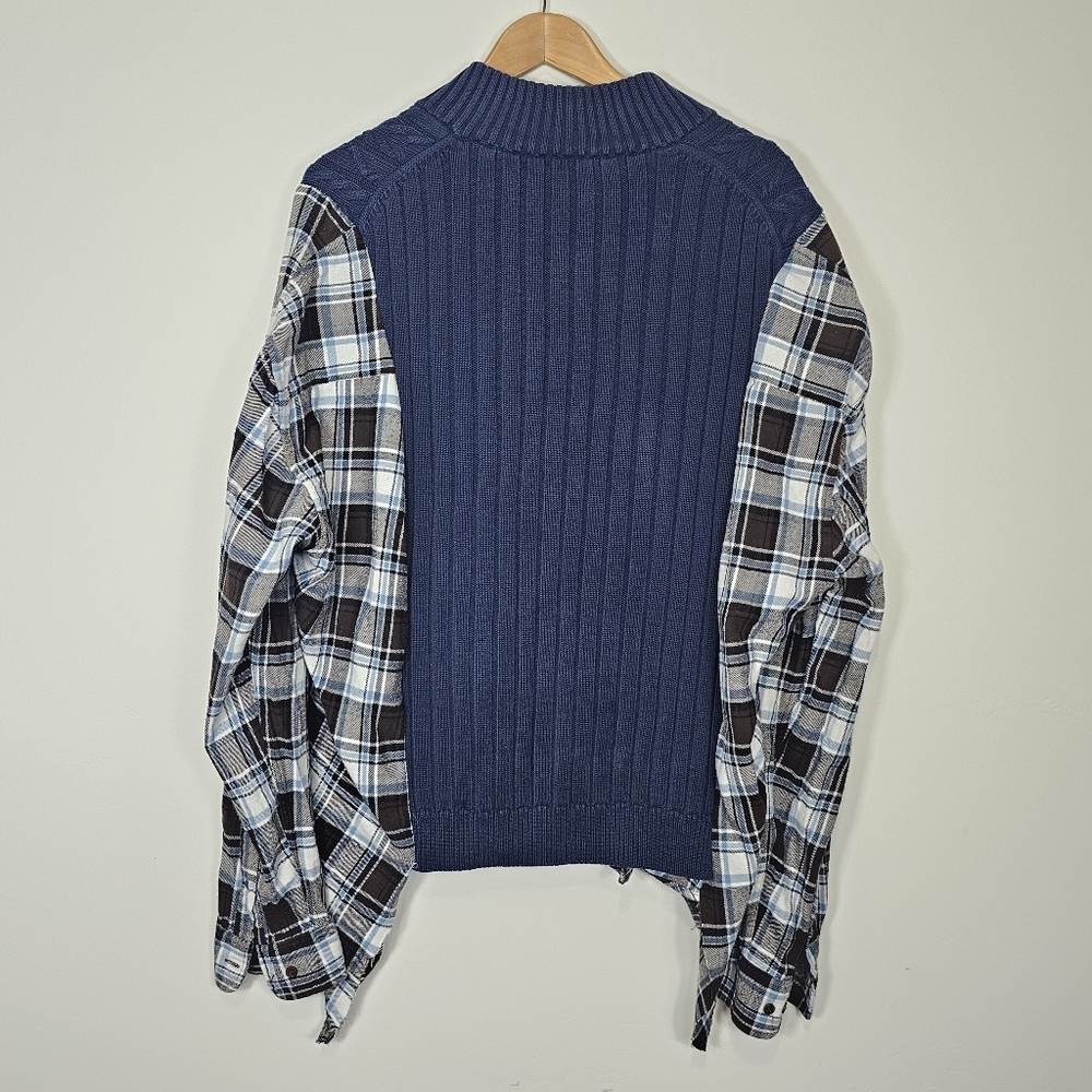 Wrangler Sweater Flannel Upcycled Rework - Picture 2 of 4